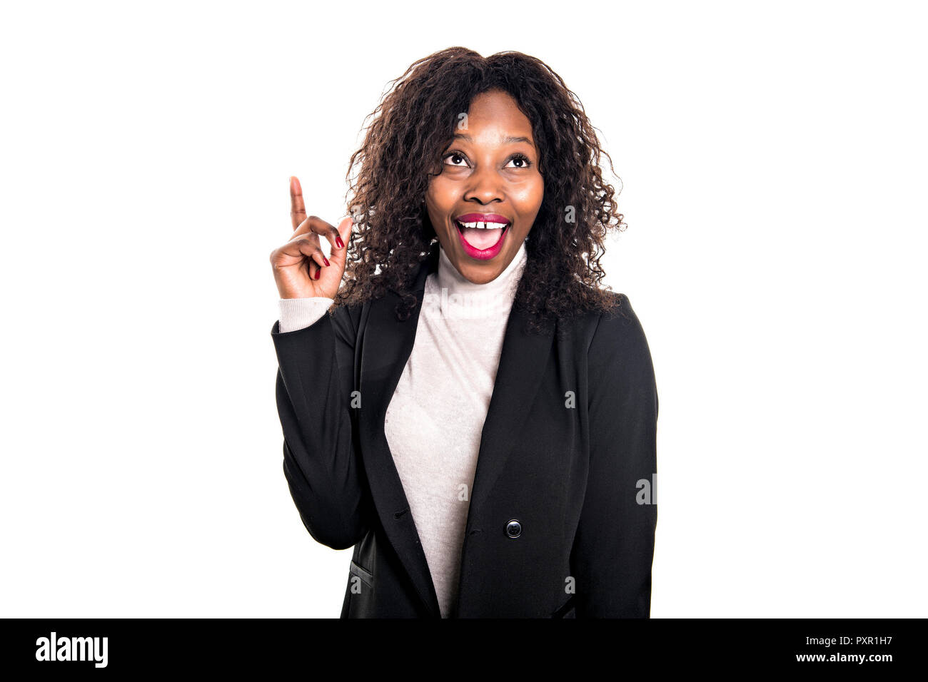 black business woman poses for a portrait on studio white Stock Photo ...