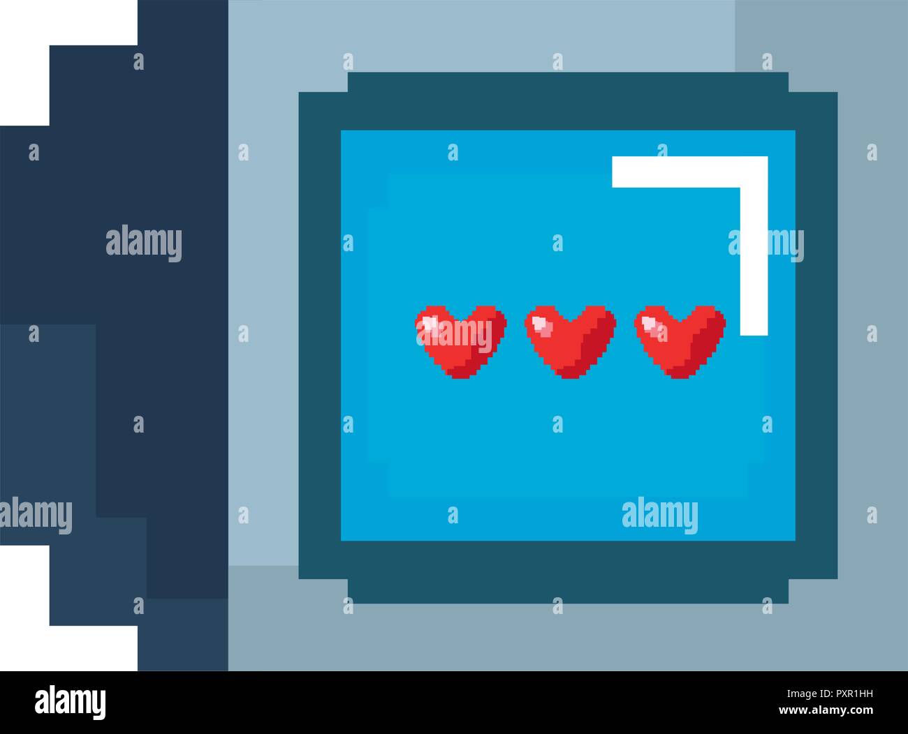 screen love hearts life video game vector illustration Stock Vector ...