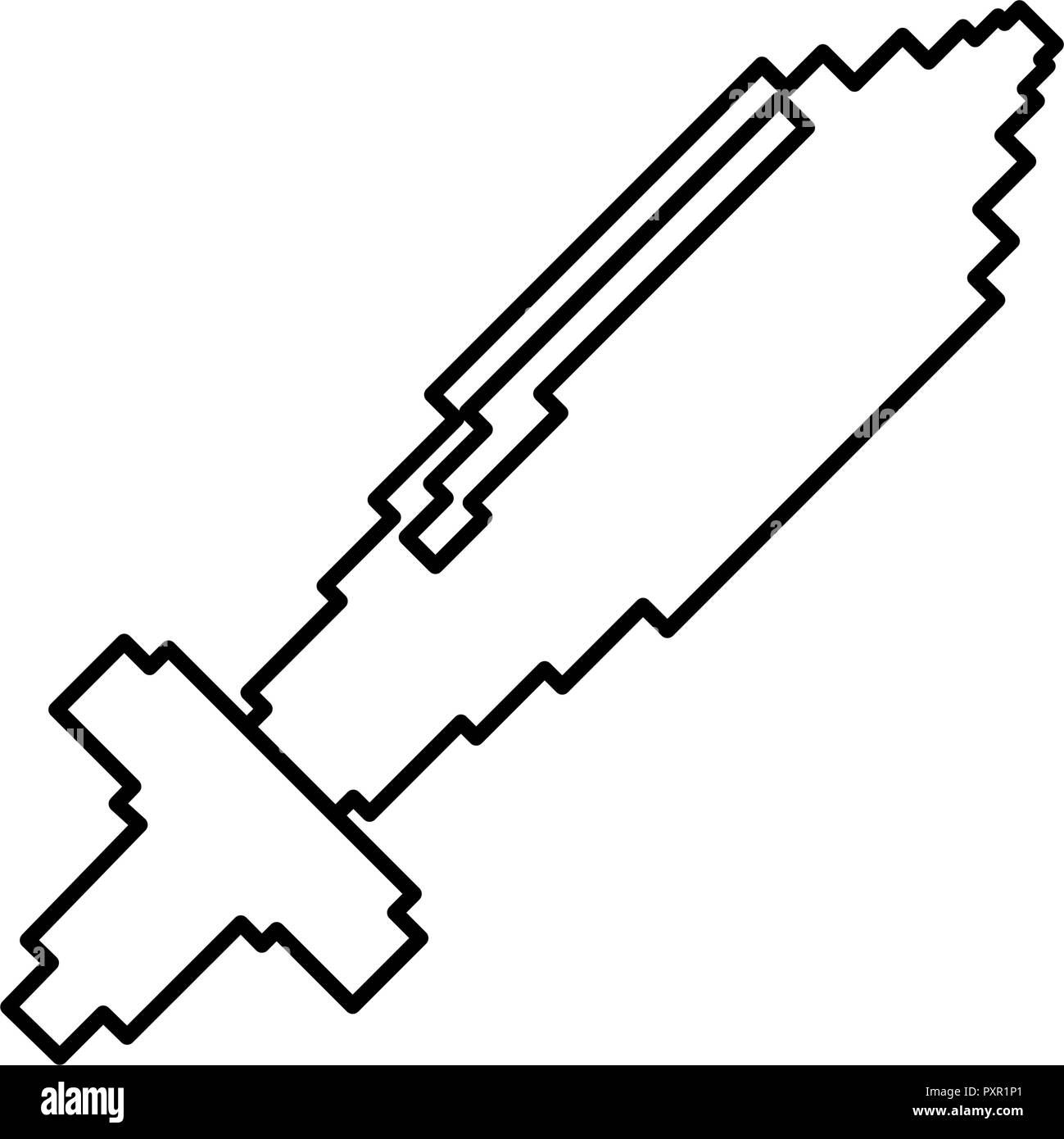 pixel video game weapon sword vector illustration  Stock Vector
