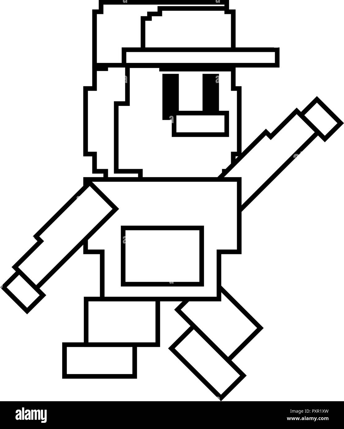 happy character pixel video game vector illustration  Stock Vector