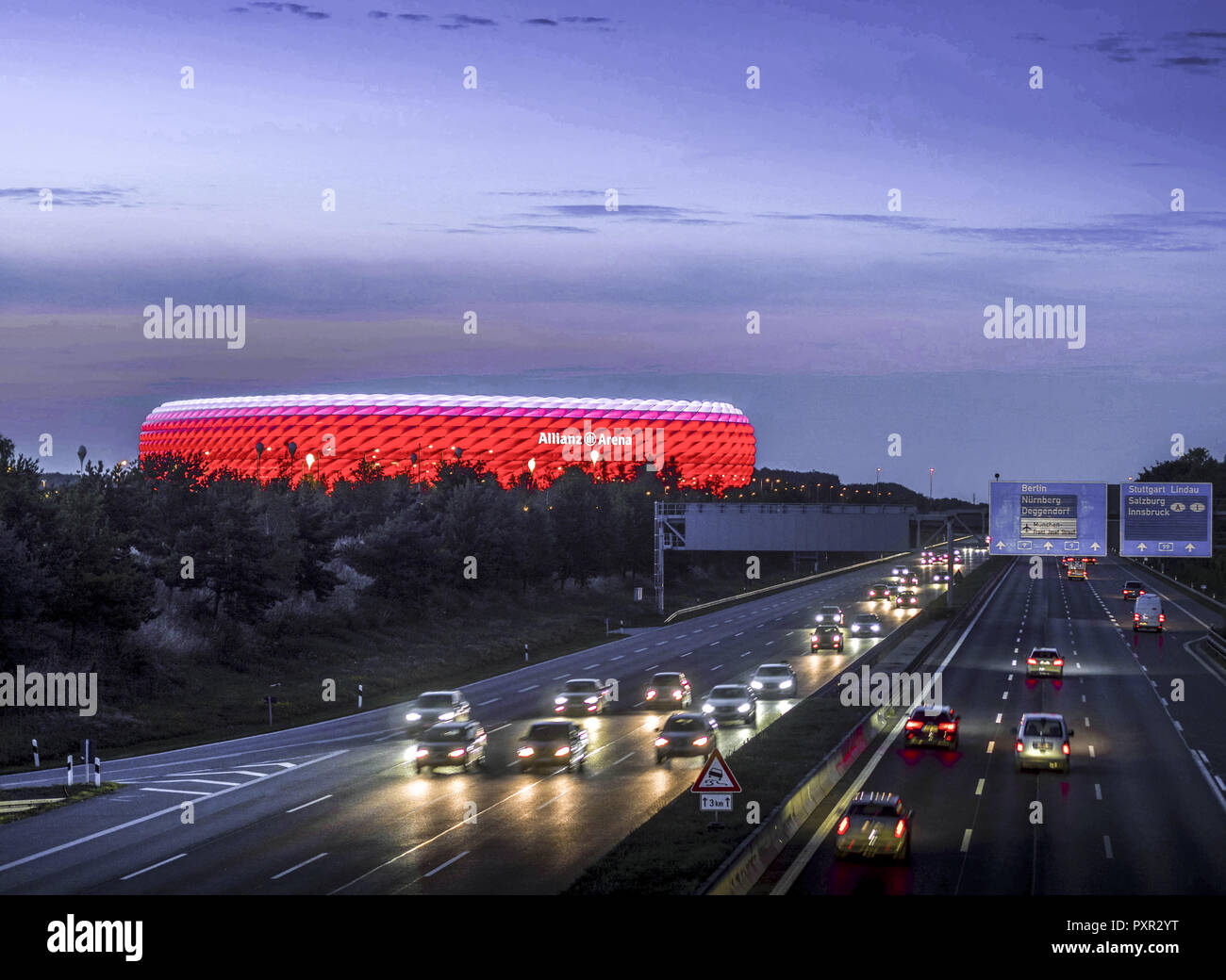 Famous football stadium Allianz Arena in Munich, Bavaria, Germany, Europe Stock Photo