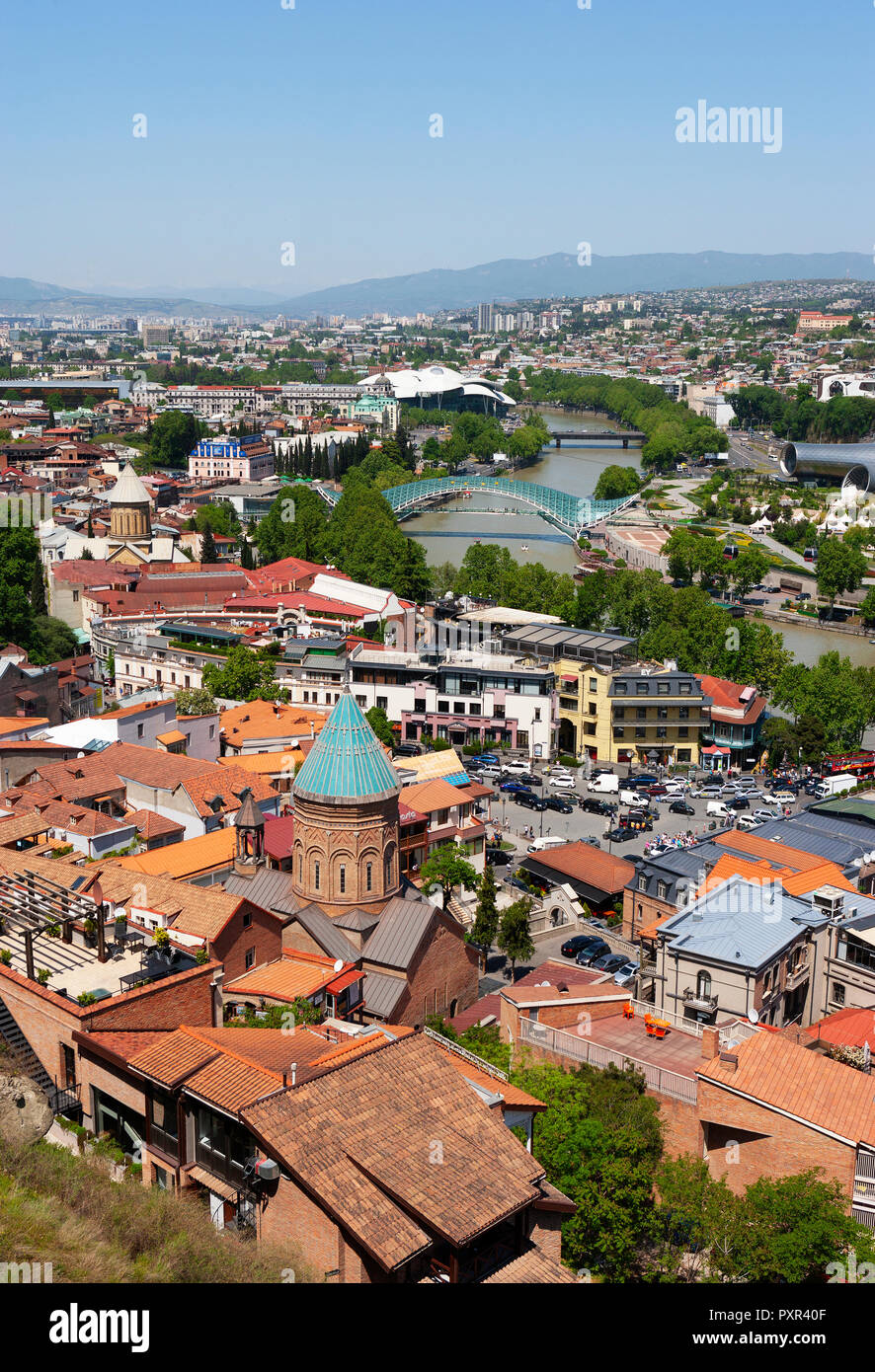 Georgia, Tbilisi, City view with Kura river Stock Photo