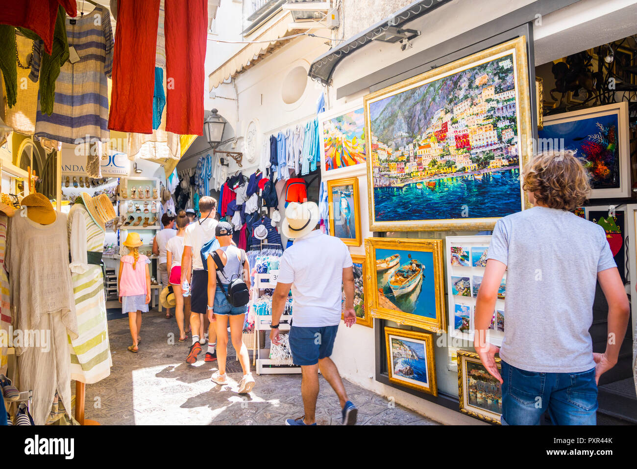 streets positano street positano tourists shopping art amalfi italy