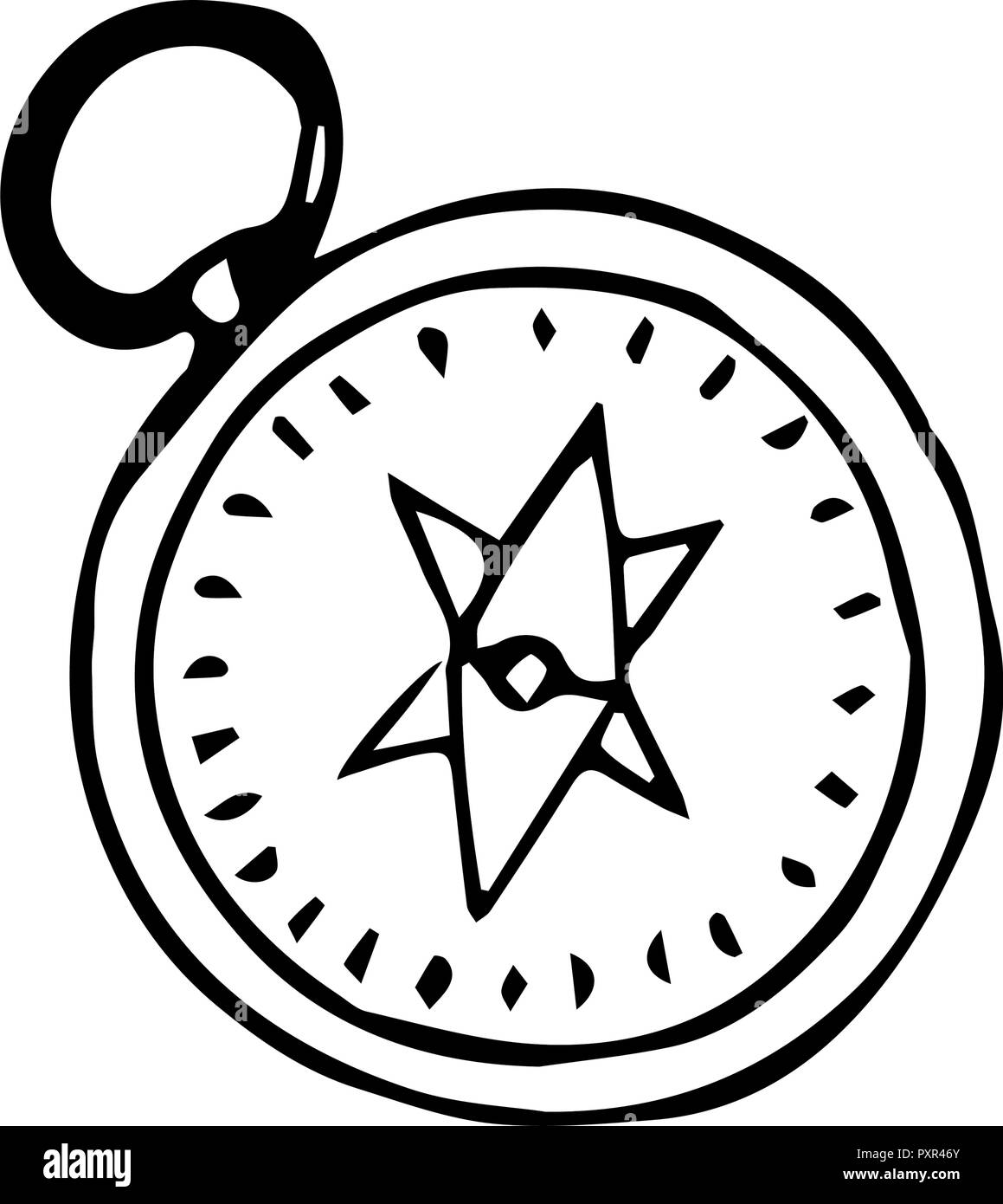 Free hand drawing of a compass. Simple vector design element. Stock Vector