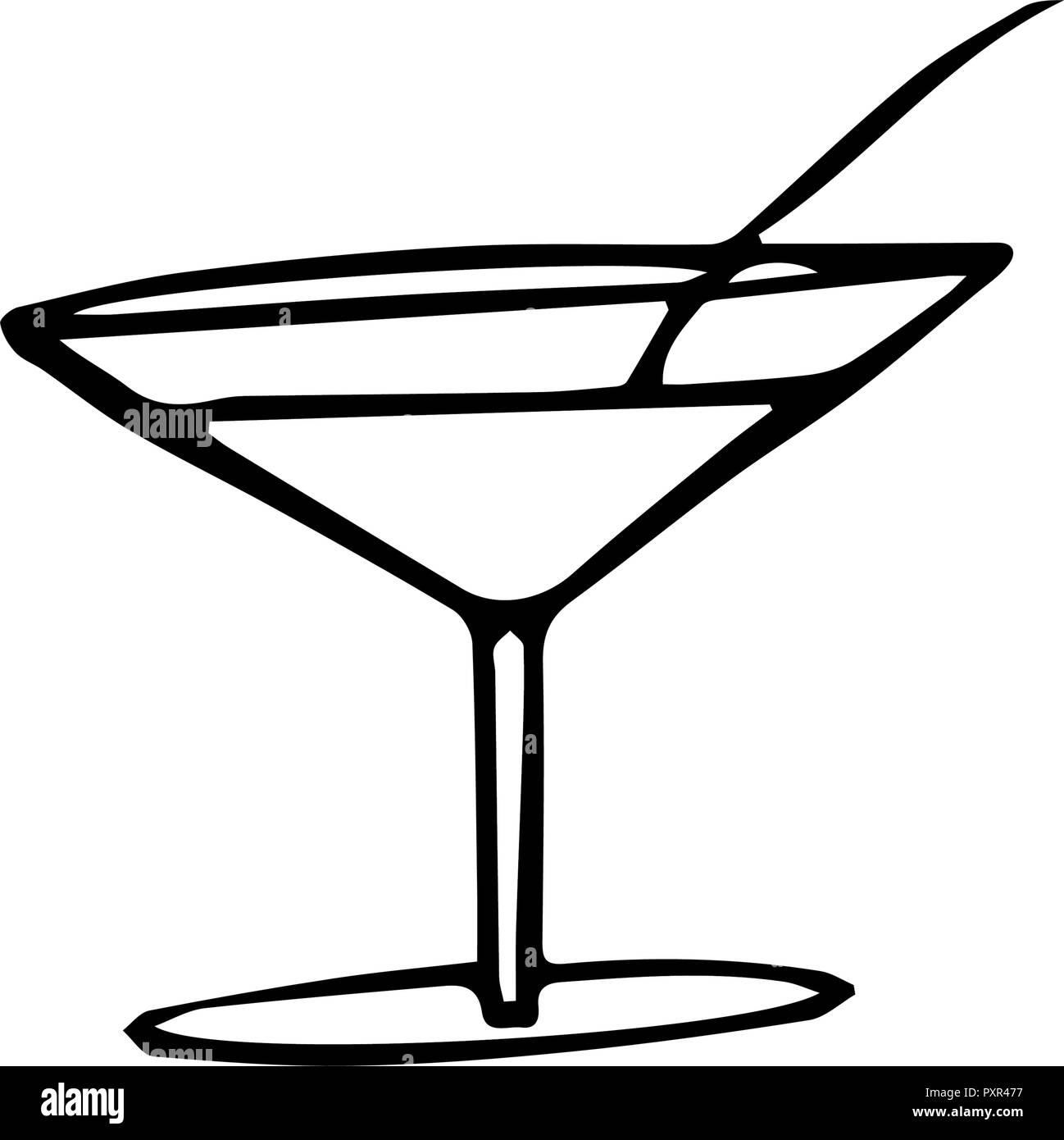 Vector free hand drawing of a summer coctail. Simple design element. Stock Vector