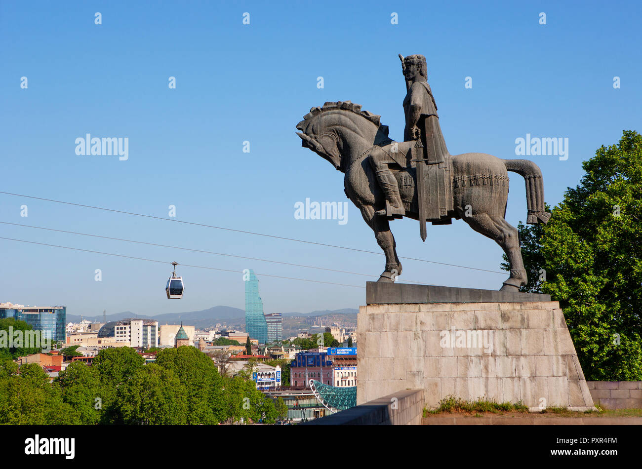 Georgia, Tbilisi, Statue of King Wachtang I., Gorgassali Stock Photo
