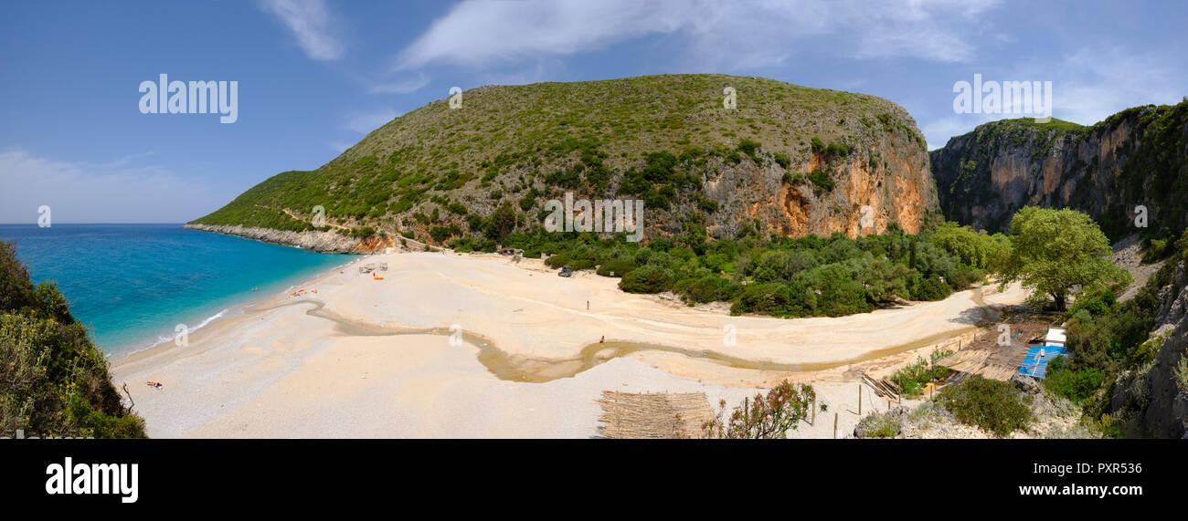 Albania, Ionean sea, Albanian Riviera, beach and canyon of Gjipe Stock Photo