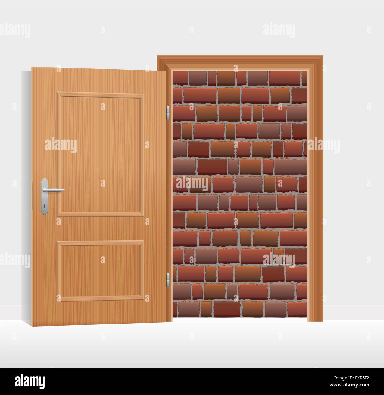 Open Door But Walled Up With Bricks Symbol For Being Hopeless