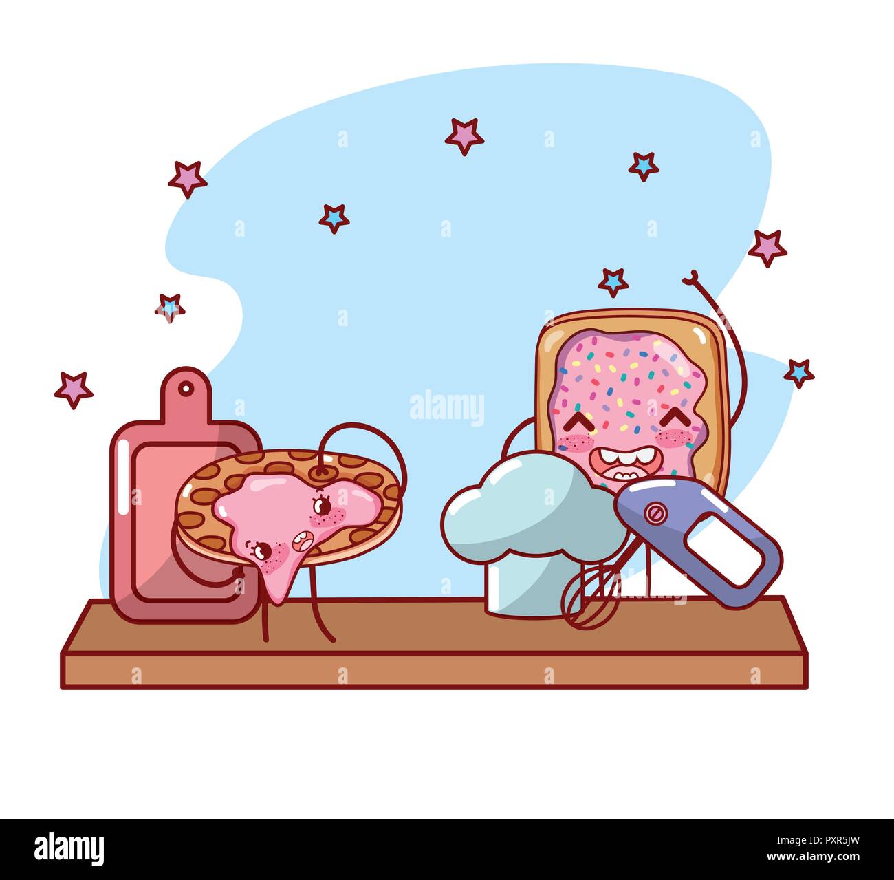 kitchen items cartoon kawaii cartoon Stock Vector