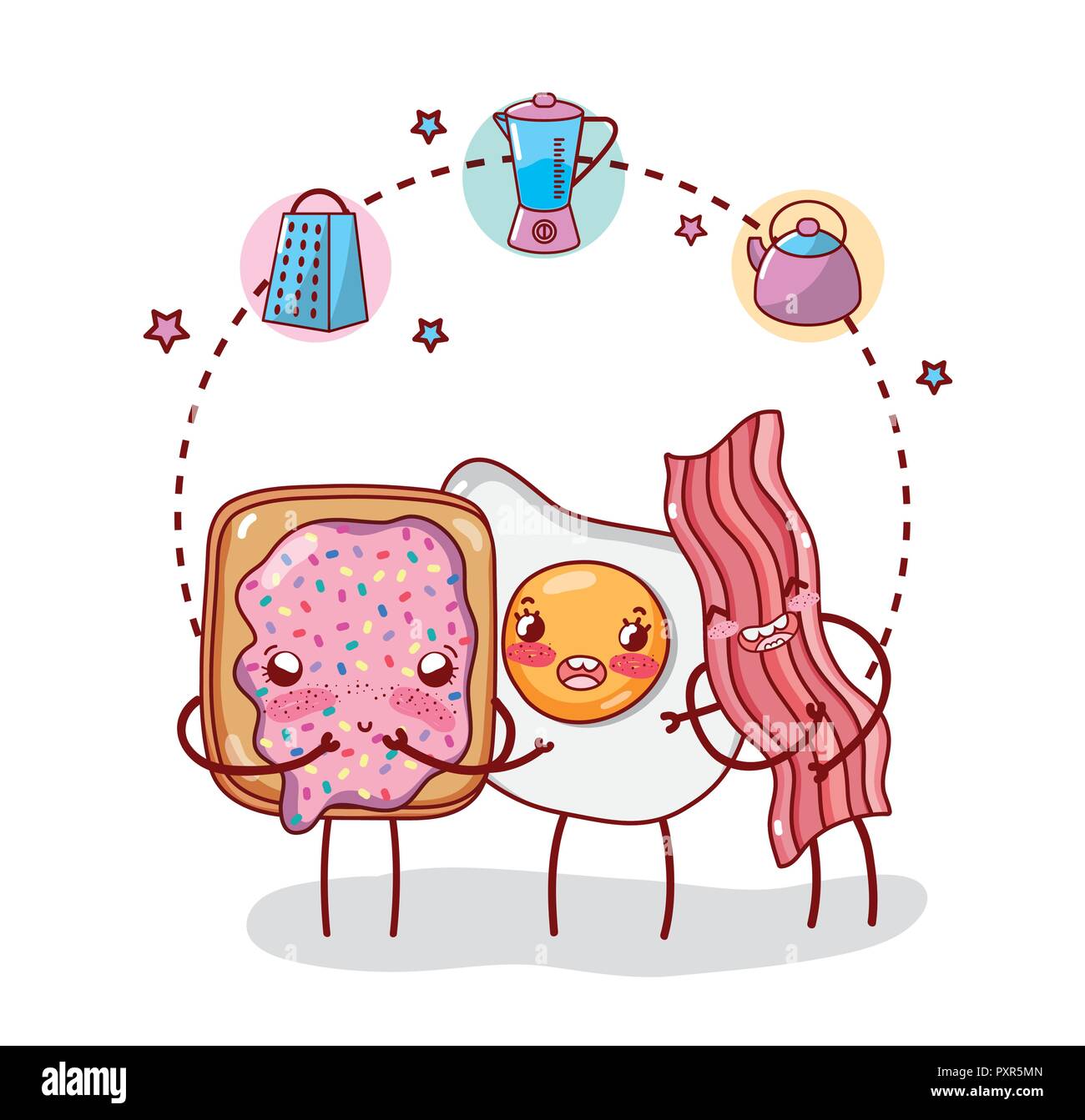 kitchen items cartoon kawaii cartoon Stock Vector