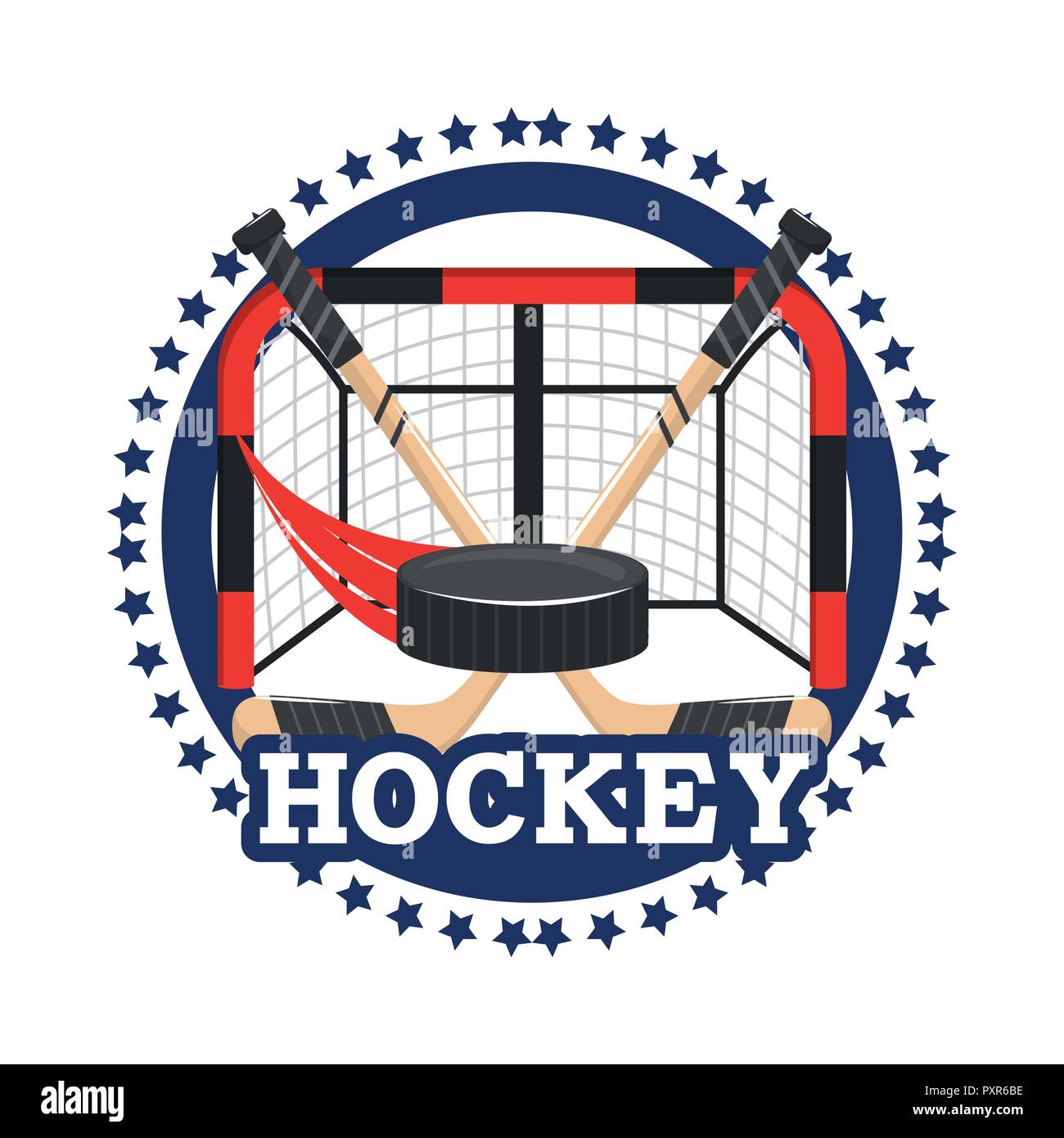 circle sticker with hockey sticks and puck Stock Vector Image & Art Alamy