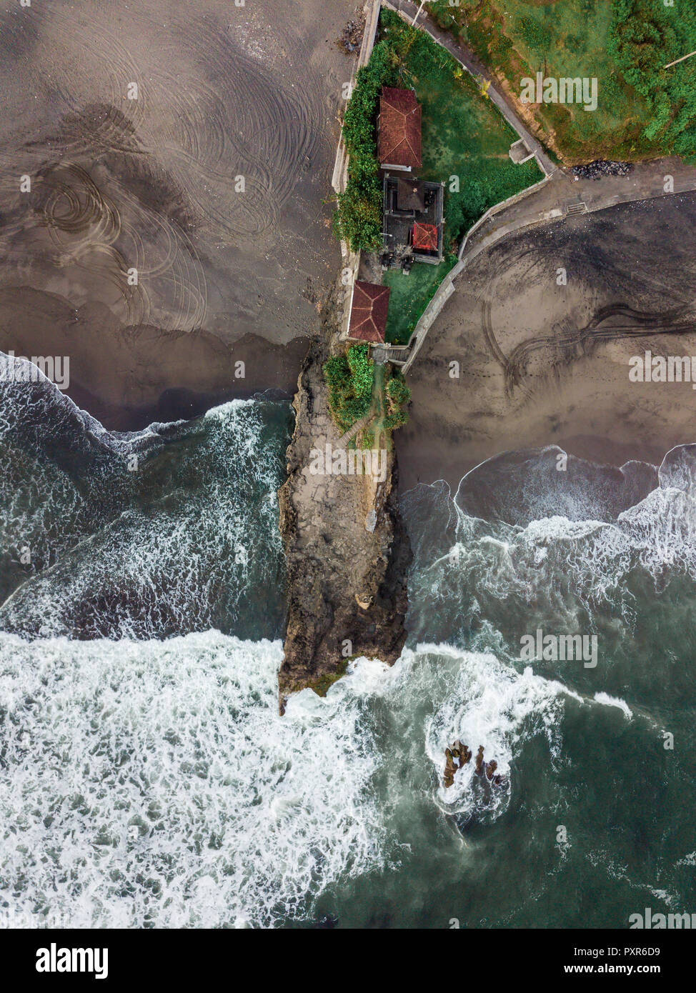 Indonesia, Bali, Aerial view of Bali island, rocky beach Stock Photo