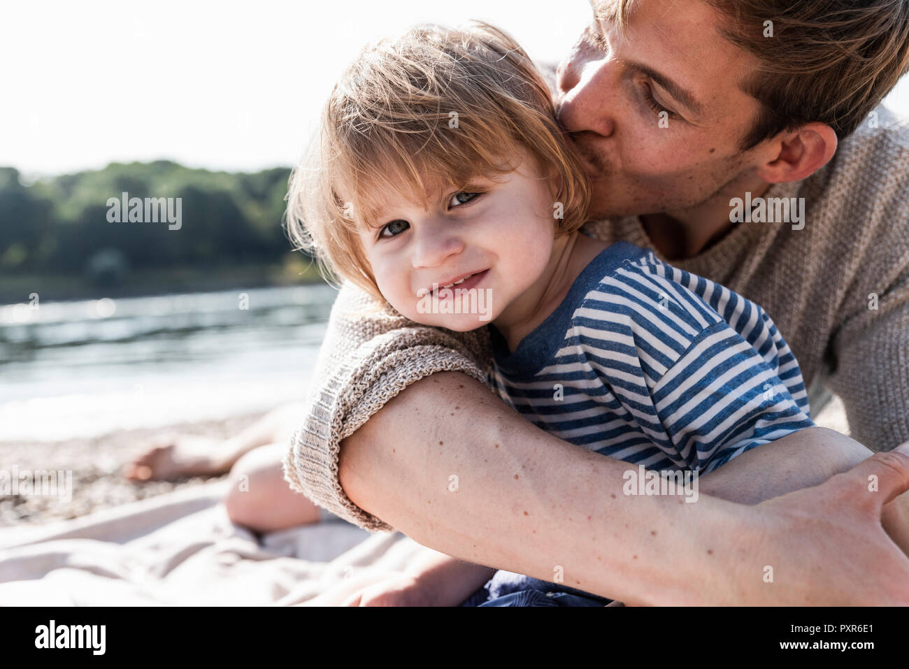 Father son having fun riverside hi-res stock photography and images - Alamy