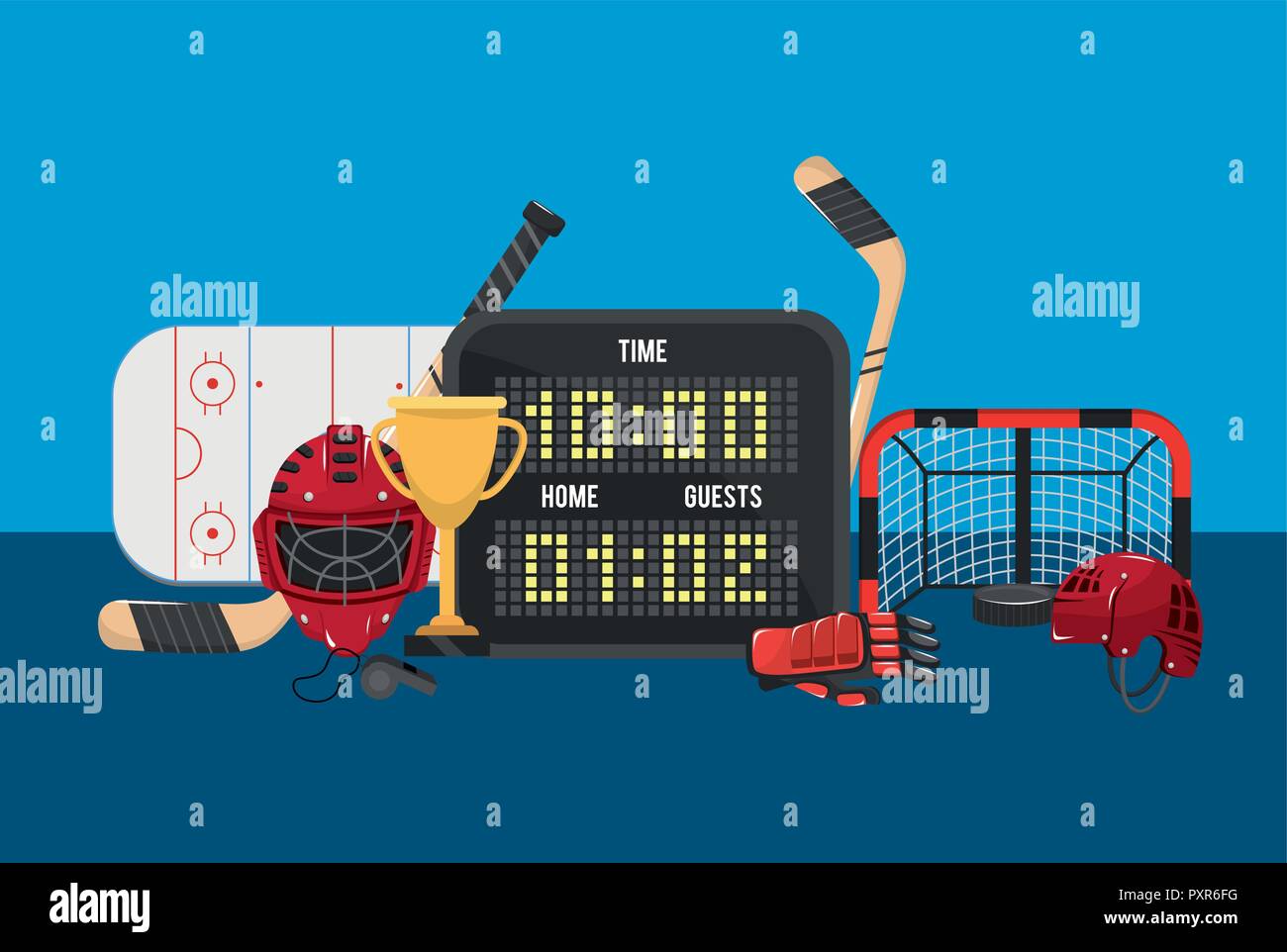 hockey time with points and goal in the rink Stock Vector Image & Art