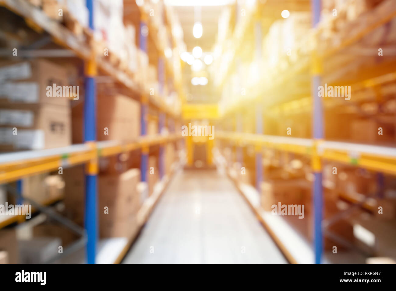 Abstract blurred industry background, warehouse, blur technique Stock Photo