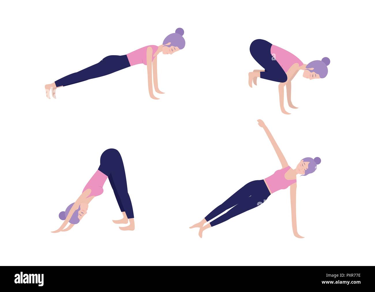 set healthy woman doing exercise Stock Vector Image & Art - Alamy