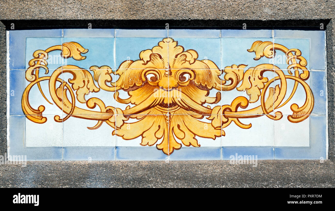 Old Traditional Glazed Tiles Azulejos Used In The Decoration