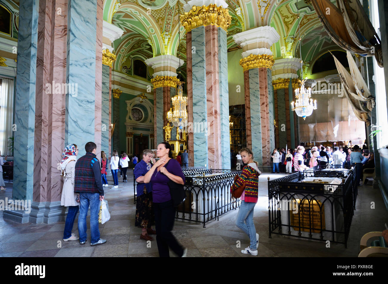 Interior, Saints Peter and Paul Cathedral, Peter and Paul Fortress. Saint Petersburg, Northwestern, Russia. Stock Photo