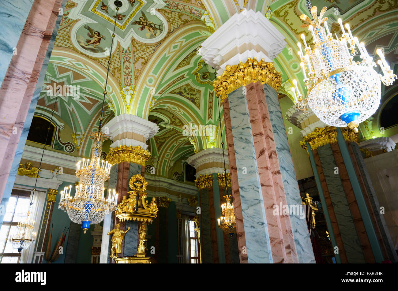 Interior, Saints Peter and Paul Cathedral, Peter and Paul Fortress. Saint Petersburg, Northwestern, Russia. Stock Photo