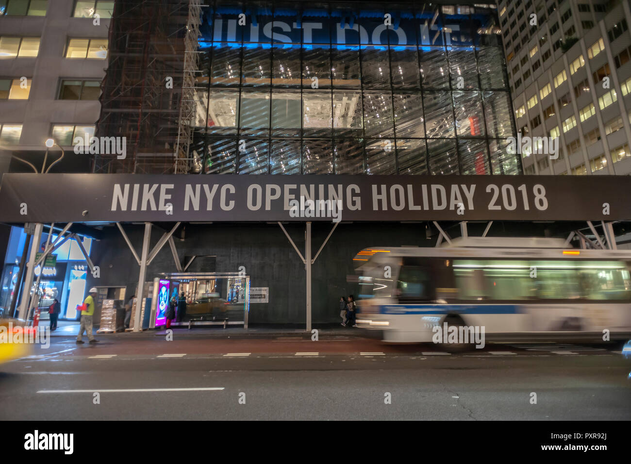 Construction on the new Nike flagship store on Fifth avenue in New York on  Tuesday, October 16, 2018. Nike has closed its East 57th street 