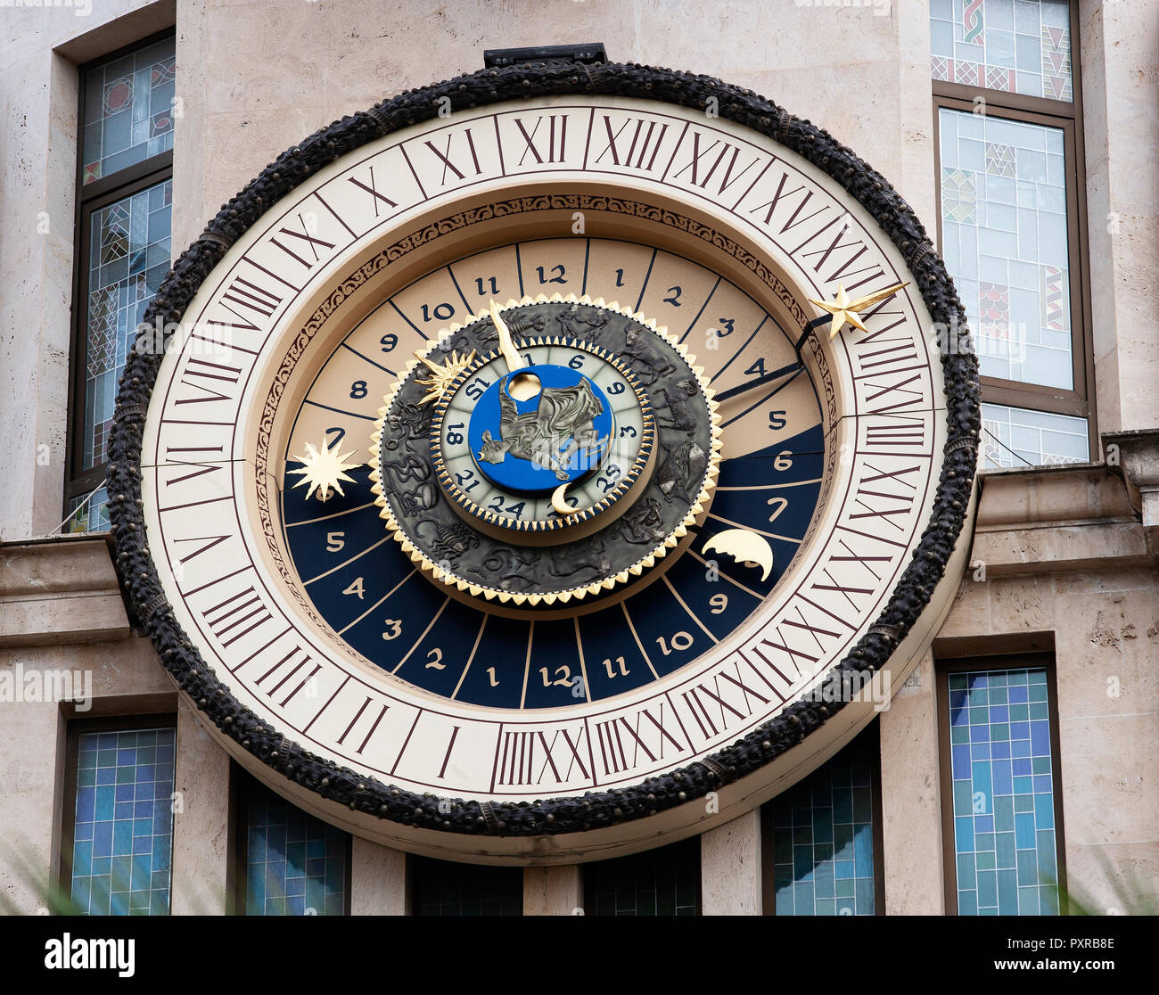 Georgia, Adjara, Batumi, astronomical clock at the former National Bank Stock Photo