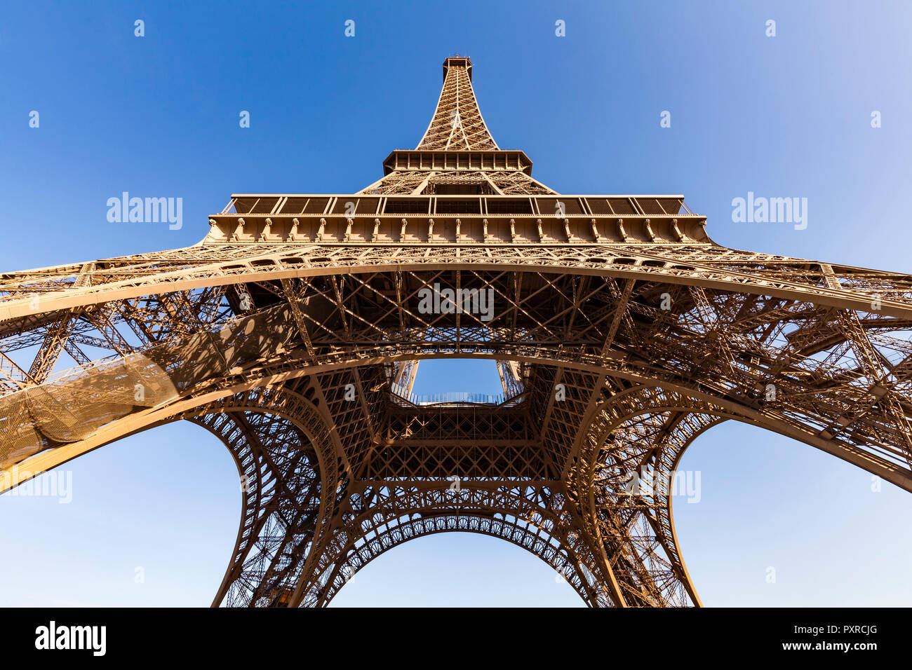 France, Paris, Eiffel Tower, worm's eye view Stock Photo