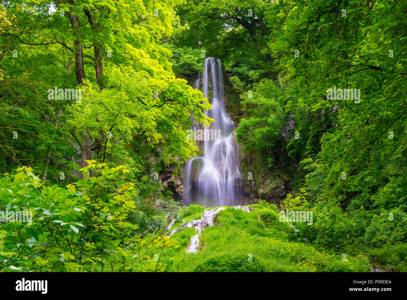Uracher Wasserfall, Bad Urach, Schwaebische Alb, Baden-Wuerttemberg, Deutschland, Europa Stock Photo