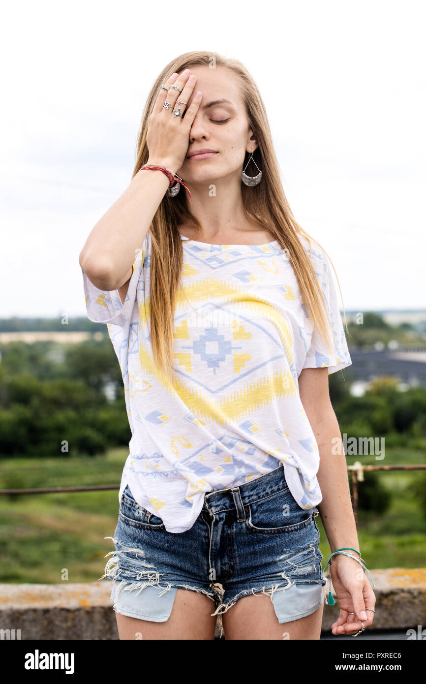 Girl in short shorts Stock Photo - Alamy