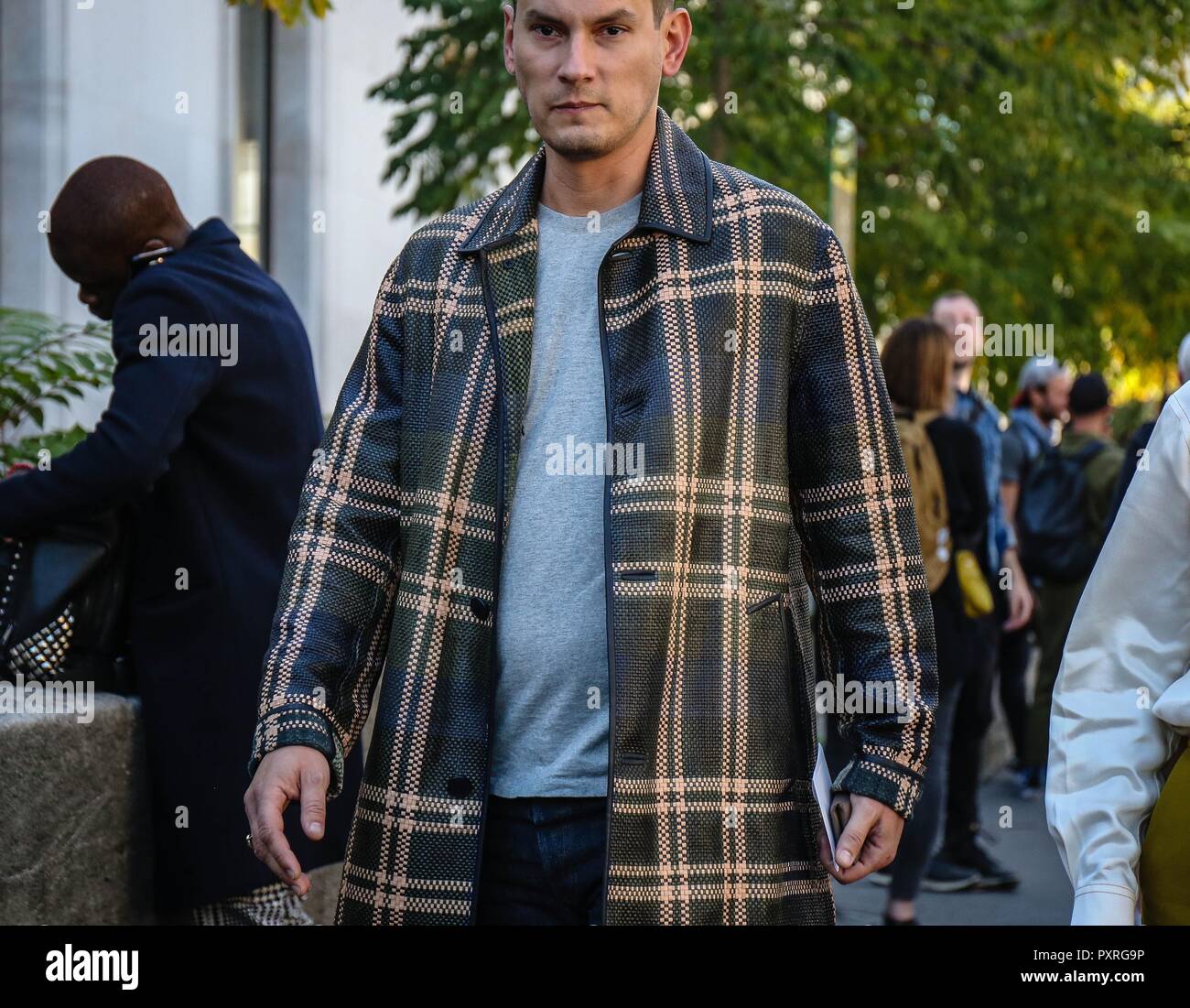 PARIS, France- September 26 2018: Men on the street during the Paris Fashion Week. Stock Photo