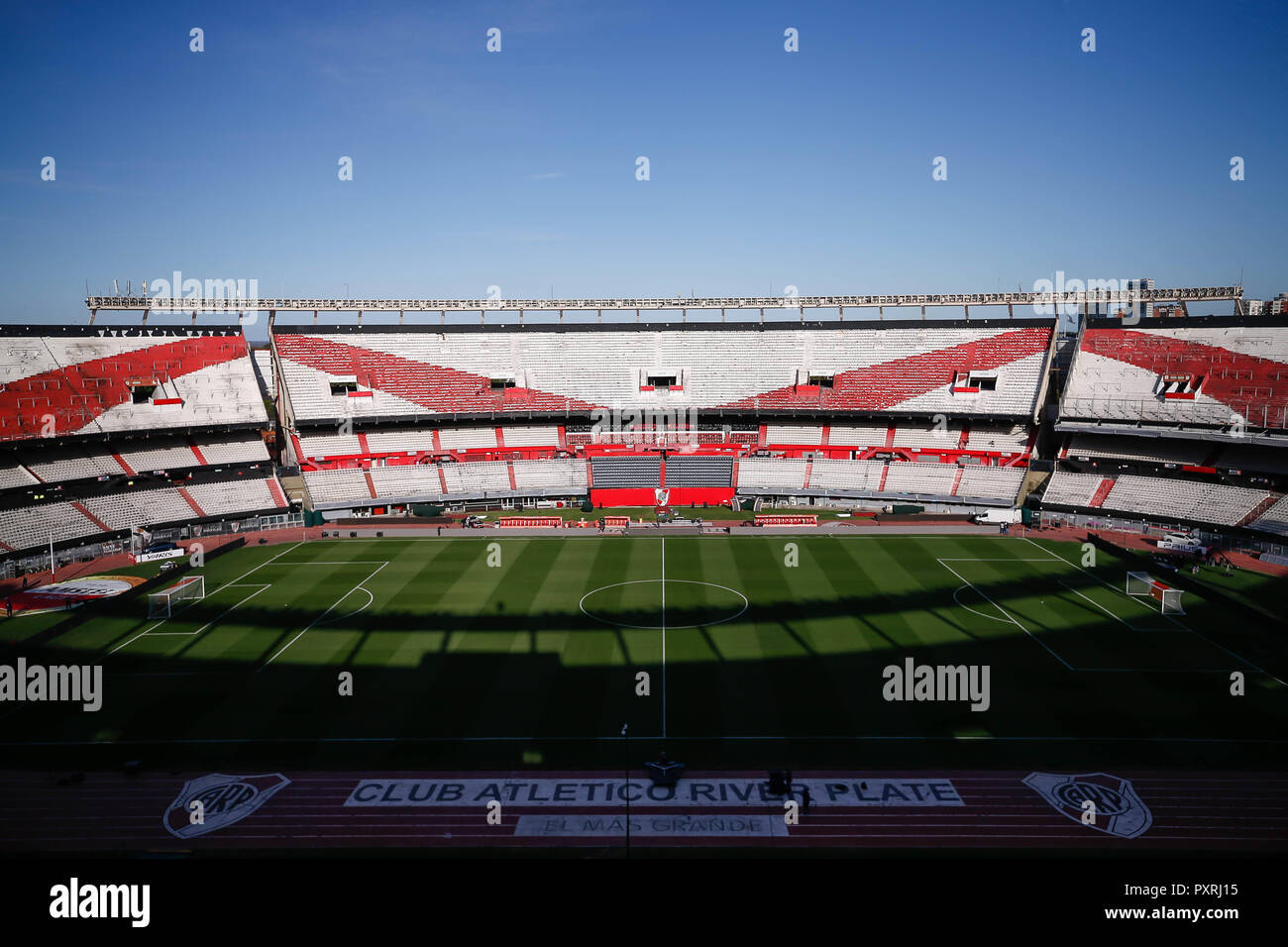 Buenos Aires, Argentina. 23rd Oct, 2018. General view of the stadium hours before departure between River Plate and Grêmio valid for the semifinal of the Copa Libertadores of America 2018, held at the Monumental Stadium Antonio Vespucio Liberti also known as Monumental de Nuñez in Buenos Aires, Argentina. Credit: Marcelo Machado de Melo/FotoArena/Alamy Live News Stock Photo