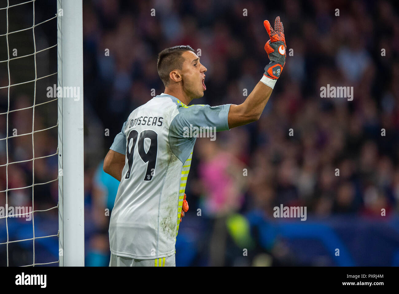 Amsterdam, Netherlands. 23rd October, 2018. 23-10-2018: Voetbal: Ajax v Benfica: Amsterdam Champions League 2018-2019 goalkeeper Odisseas Vlachodimos of Benfica Credit: Orange Pictures/Alamy Live News Stock Photo