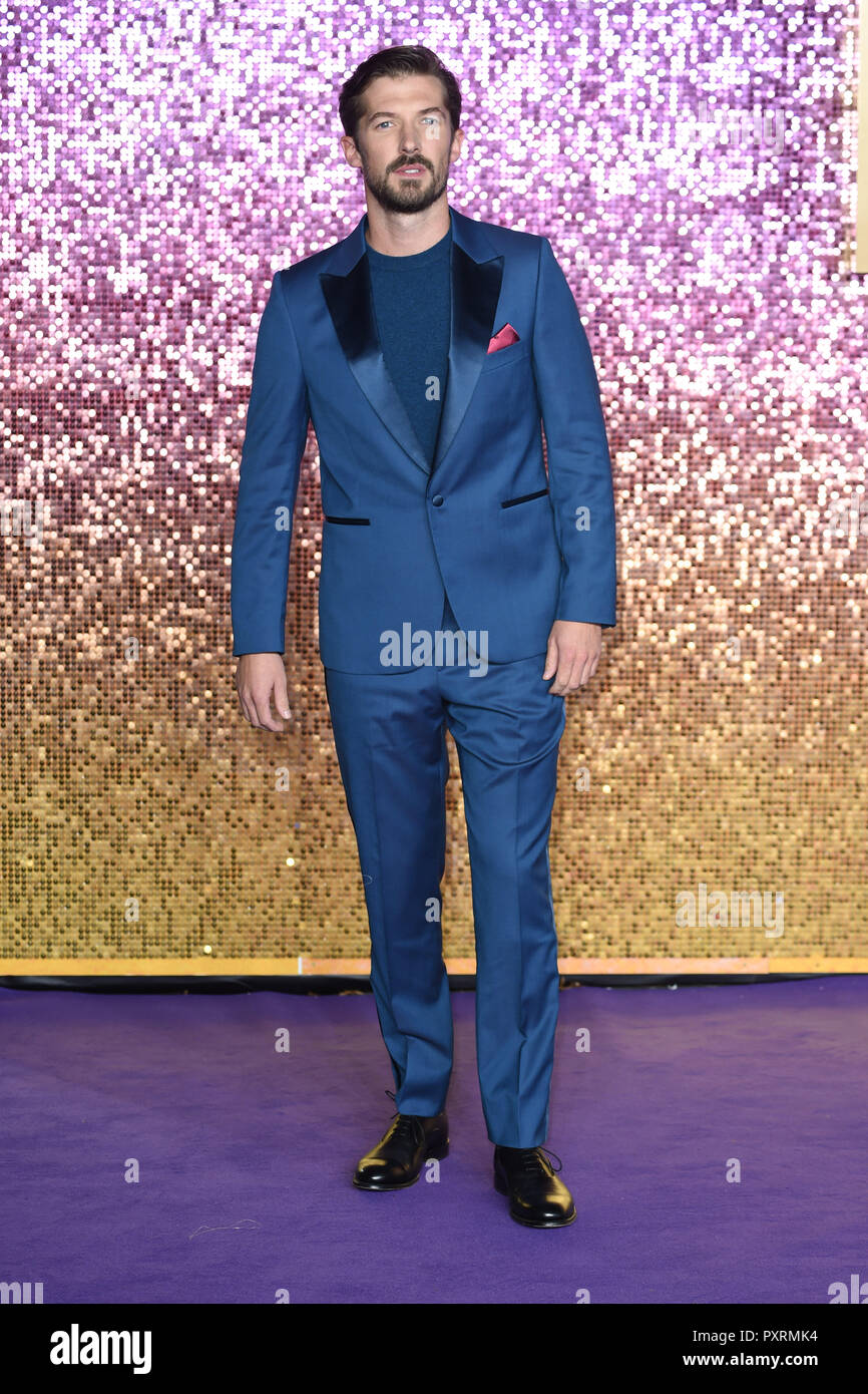London, UK. 23rd October, 2018. Gwilym Lee at the world premiere of 'Bohemian Rhapsody' at Wembley Arena, London. Picture: Steve Vas/Featureflash Credit: Paul Smith/Alamy Live News Stock Photo