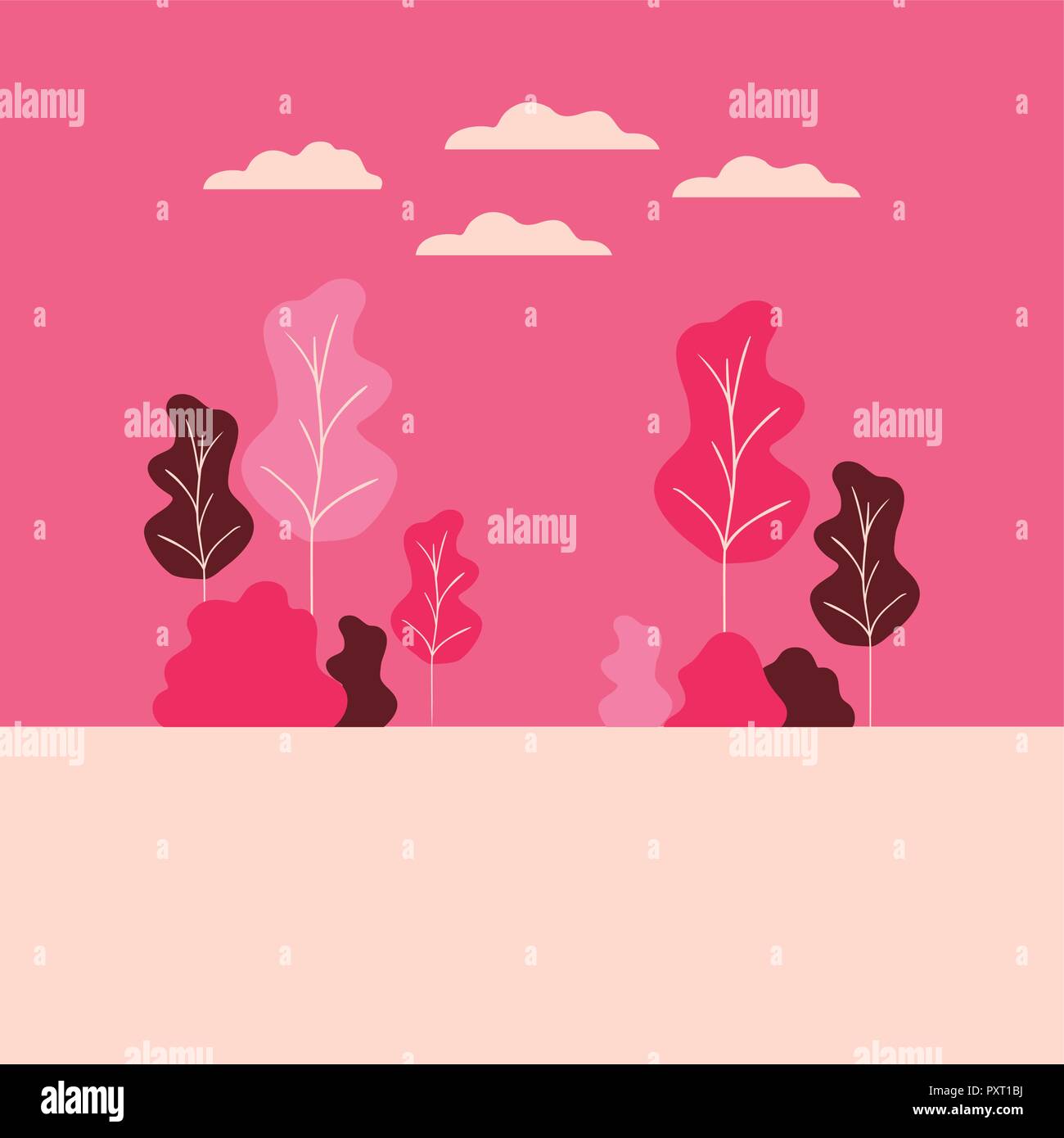 landscape with trees and clouds isolated icon Stock Vector Image & Art ...