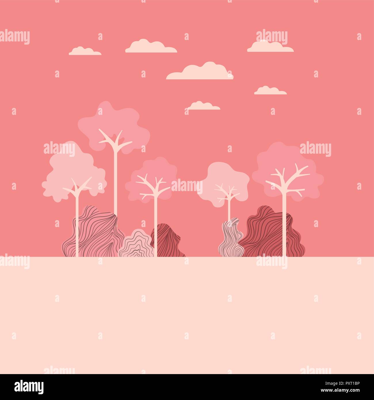 landscape with trees and clouds isolated icon Stock Vector Image & Art ...