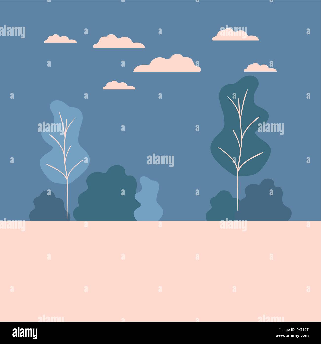 landscape with trees and clouds isolated icon Stock Vector Image & Art ...