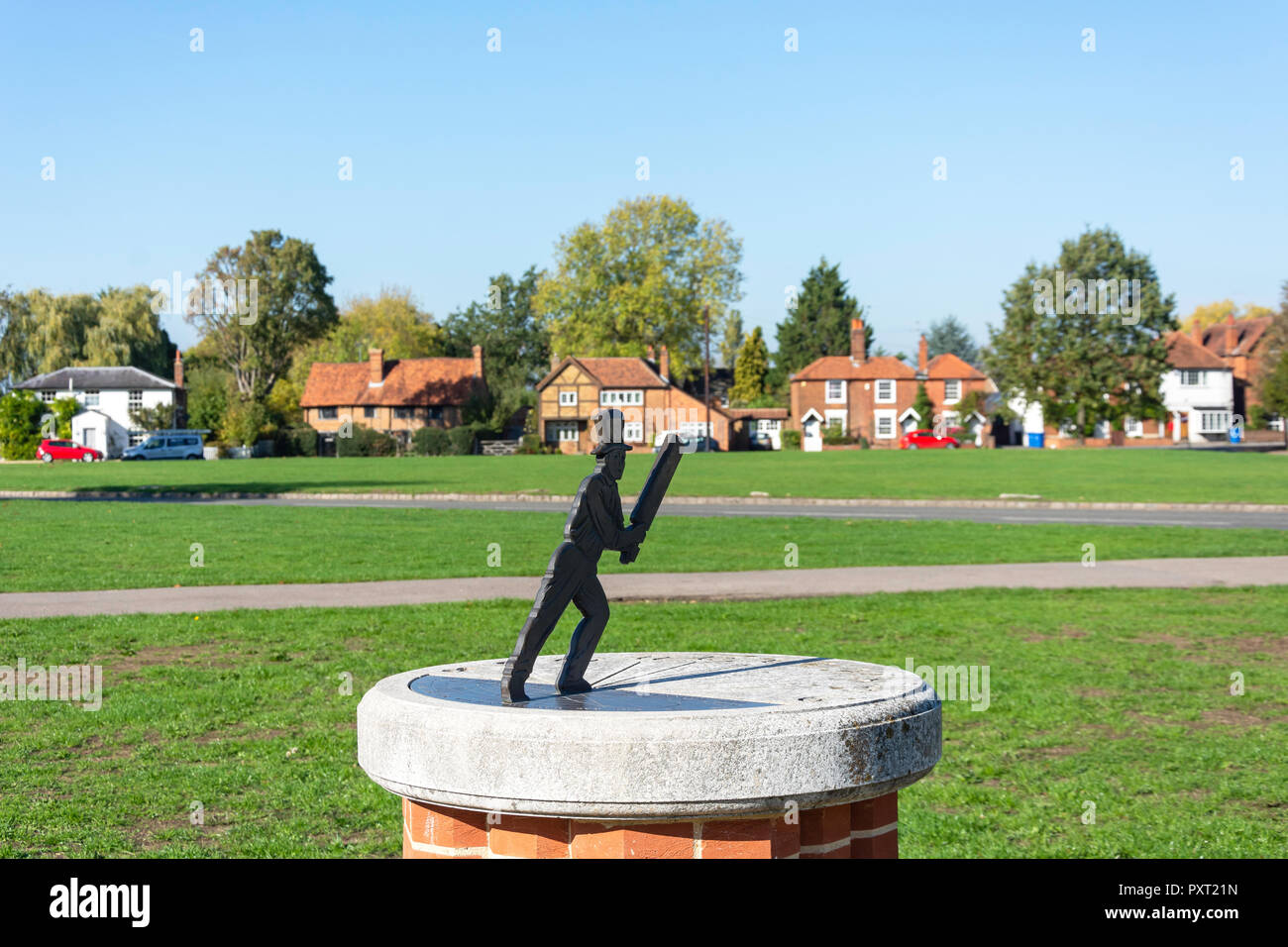 Millennium cricket sundial on Holyport Green, Holyport, Berkshire, England, United Kingdom Stock Photo
