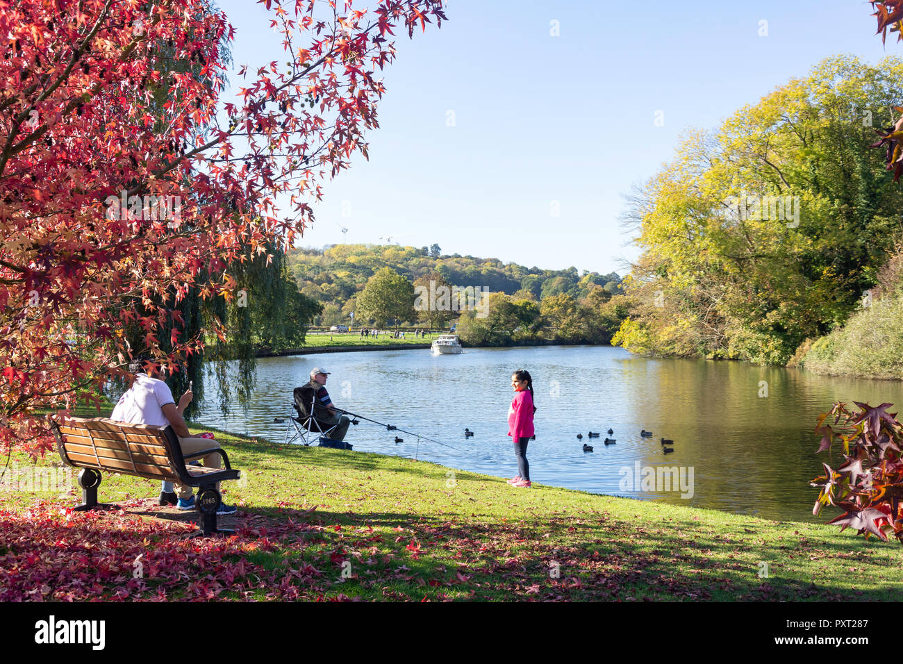 River Thames at Runnymede Pleasure Ground, Runnymede, Surrey, England, United Kingdom Stock Photo