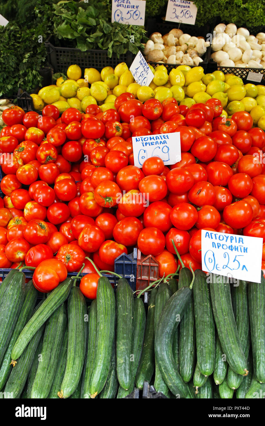 Fresh fruits and vegetables at farmers market Stock Photo - Alamy