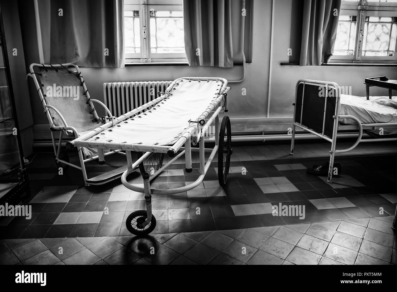 Antique hospital stretcher, bed detail for patients Stock Photo Alamy