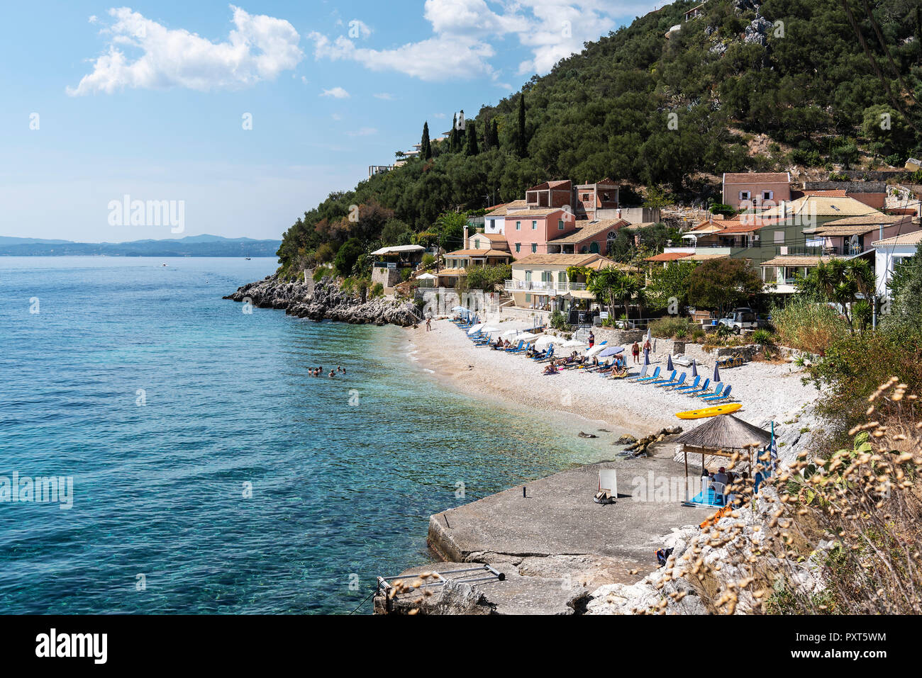 Kaminaki Beach, Nissaki, Corfu Island, Ionian Islands, Mediterranean Sea, Greece Stock Photo