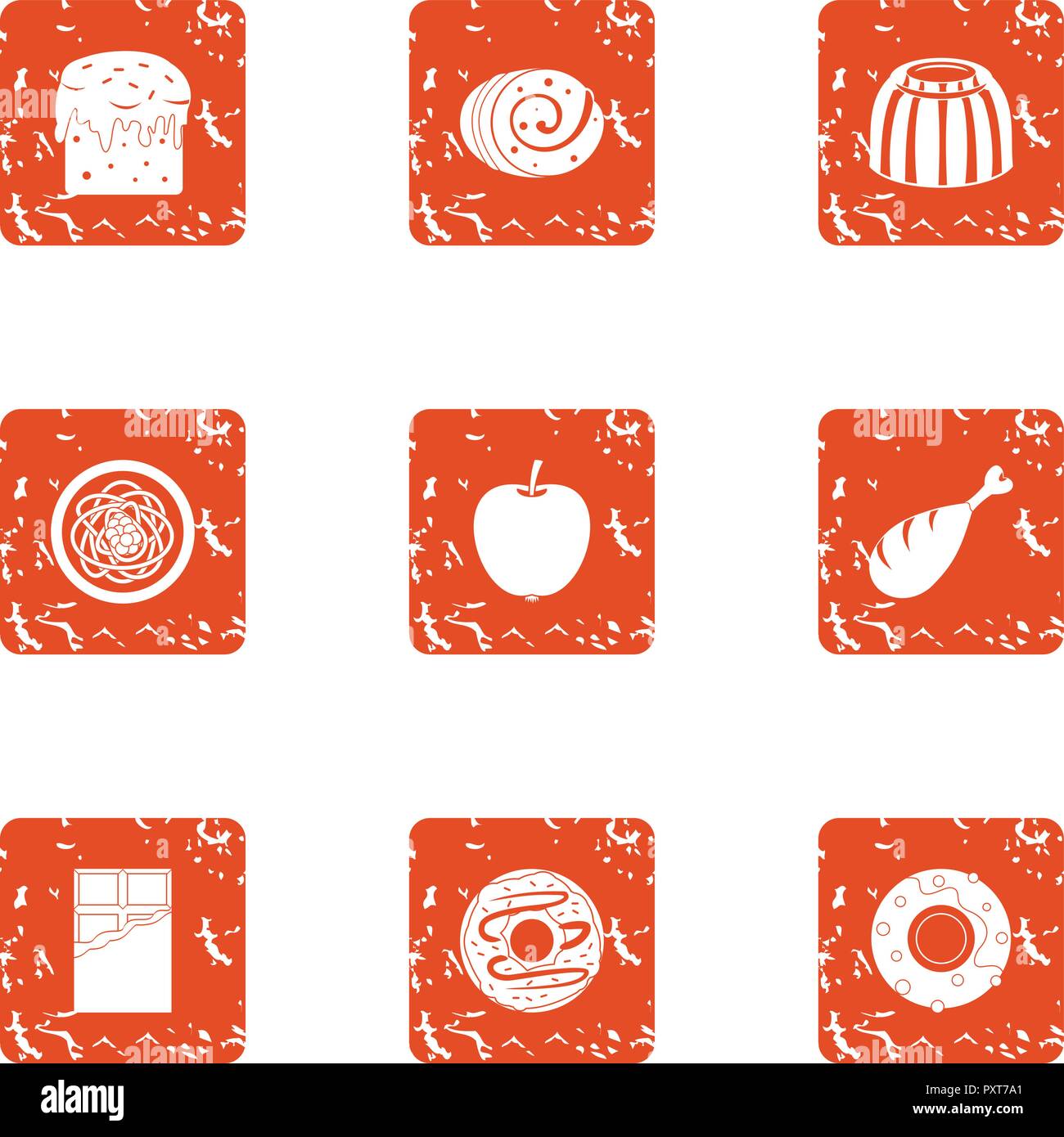 Dulcet icons set, grunge style Stock Vector