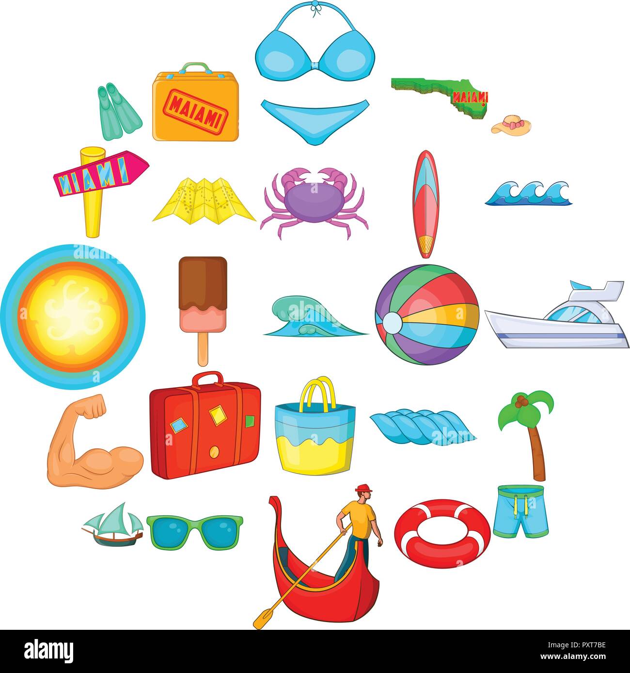Beach icons set, cartoon style Stock Vector Image & Art - Alamy