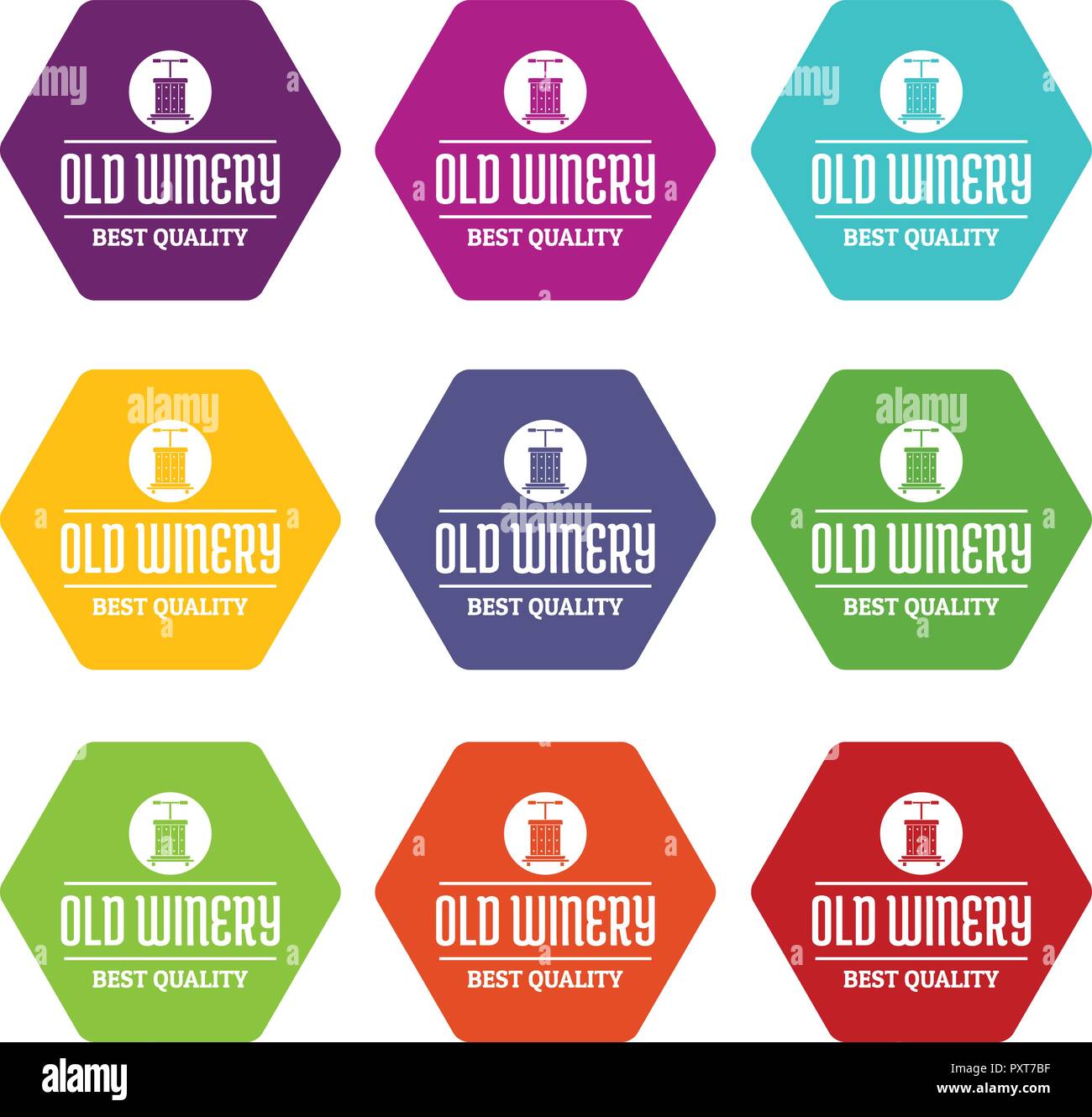 Quality old winery icons set 9 vector Stock Vector