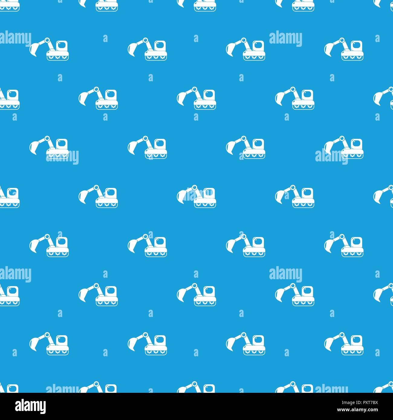 Excavator pattern vector seamless blue Stock Vector