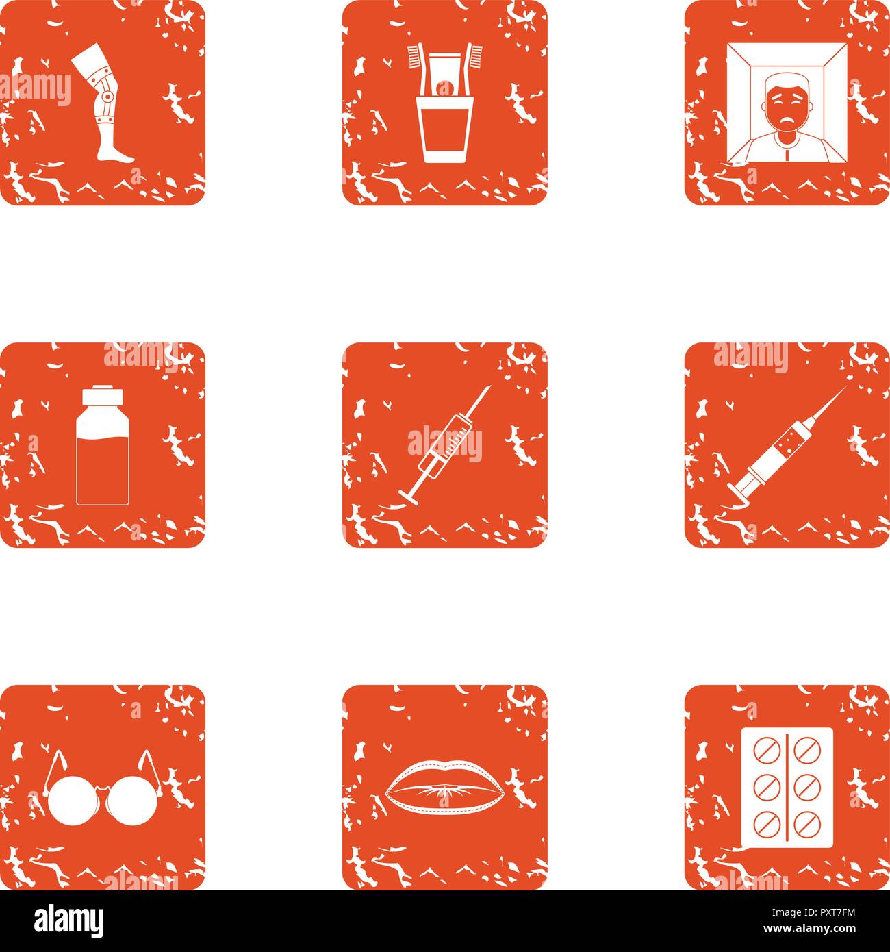 Opiate icons set, grunge style Stock Vector