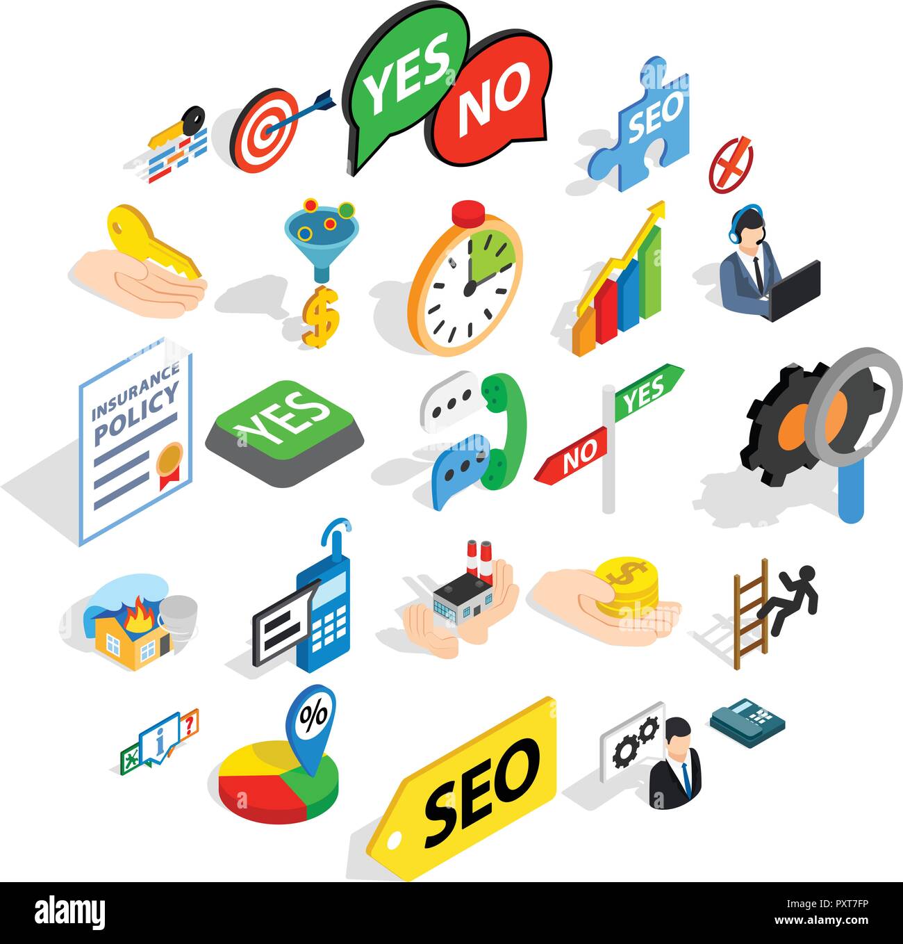 Headquarters icons set, isometric style Stock Vector