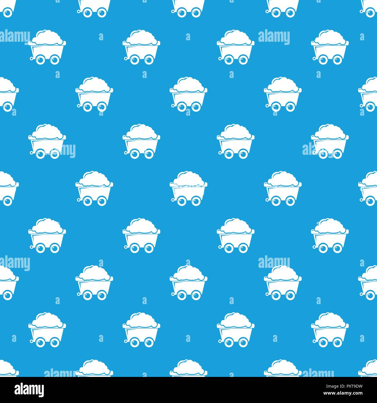 Mining cart pattern vector seamless blue Stock Vector