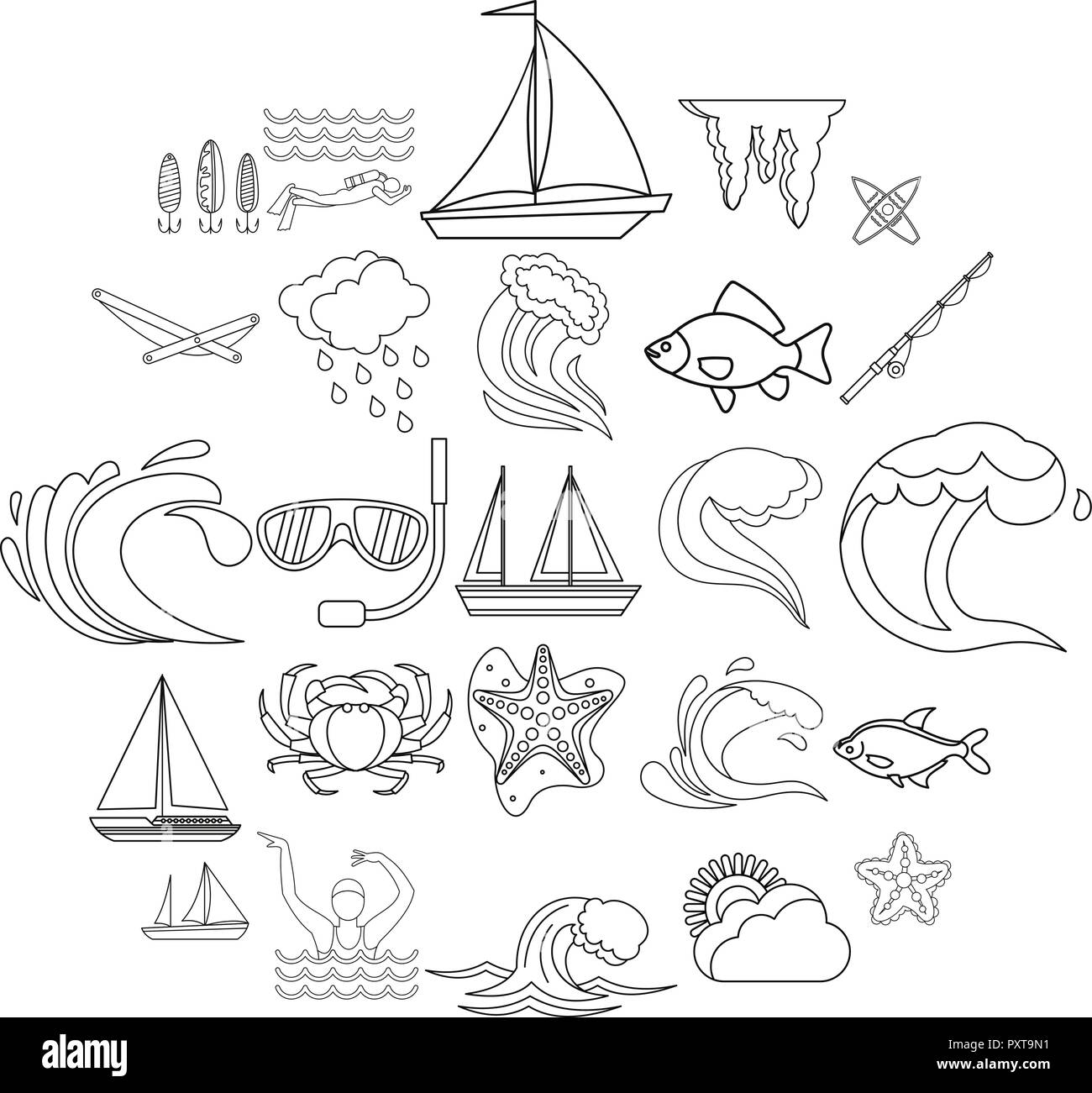 Overwater icons set, outline style Stock Vector Image & Art - Alamy