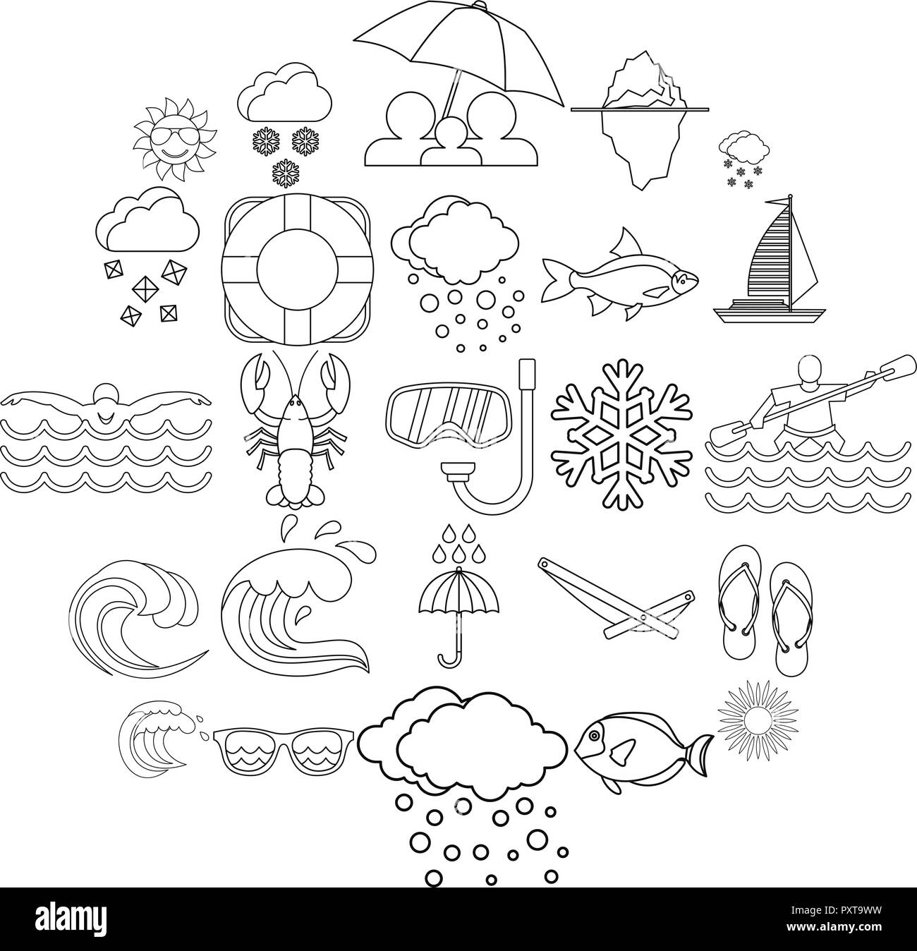 Nautical icons set, outline style Stock Vector Image & Art - Alamy