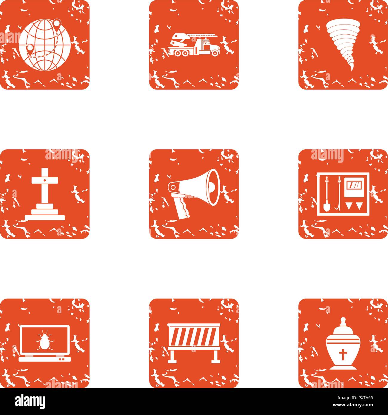 Emigrate icons set, grunge style Stock Vector
